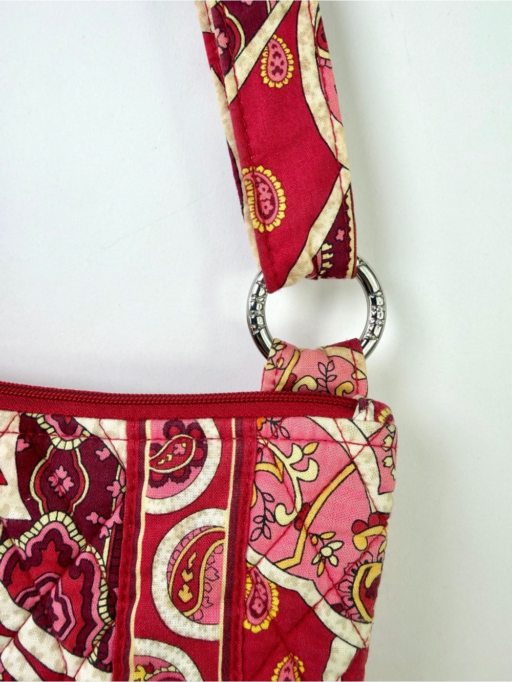 VERA BRADLEY Hipster Crossbody Purse - Rosy Posies Pink Red 10x10x2 - Picture 3 of 13